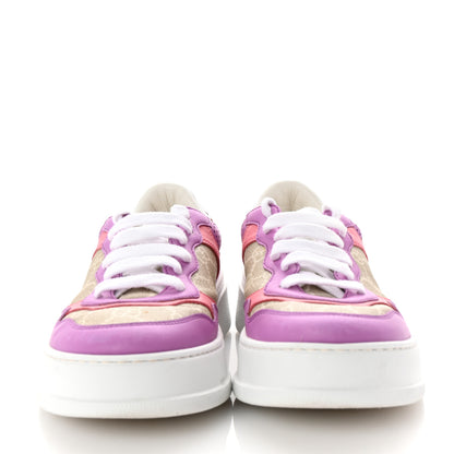 Gucci Calfskin GG Supreme Monogram Perforated Womens Platform 55mm Sneakers 38.5 Wild Cherry Beige Mystic White Bright Purple 3 of 8