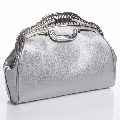 Prada Saffiano 50s Car Clutch Silver 3 of 10