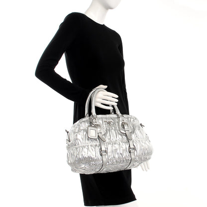 Prada Nappa Gaufre Bowler Argento 2 of 12