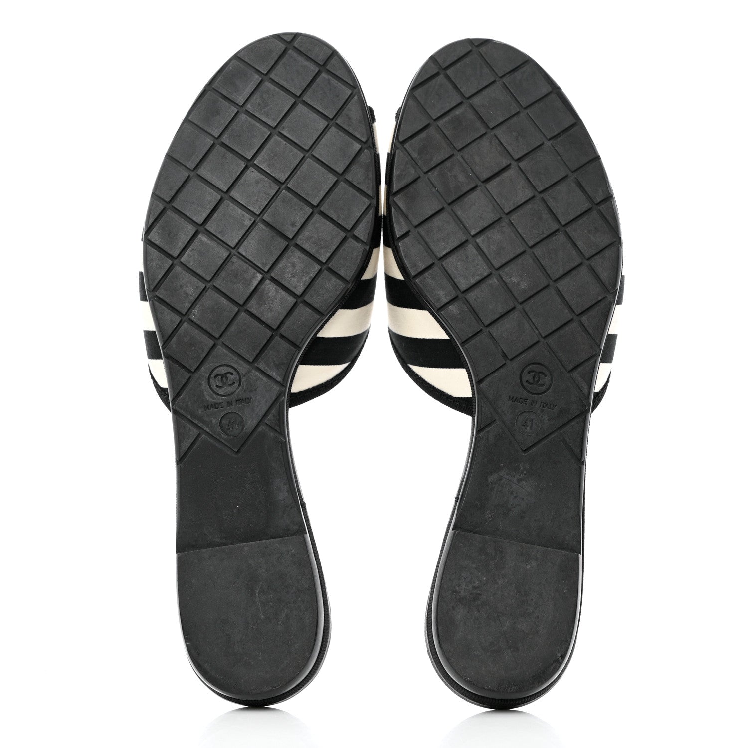 Chanel Striped CC Mules 41 Black White 5 of 12