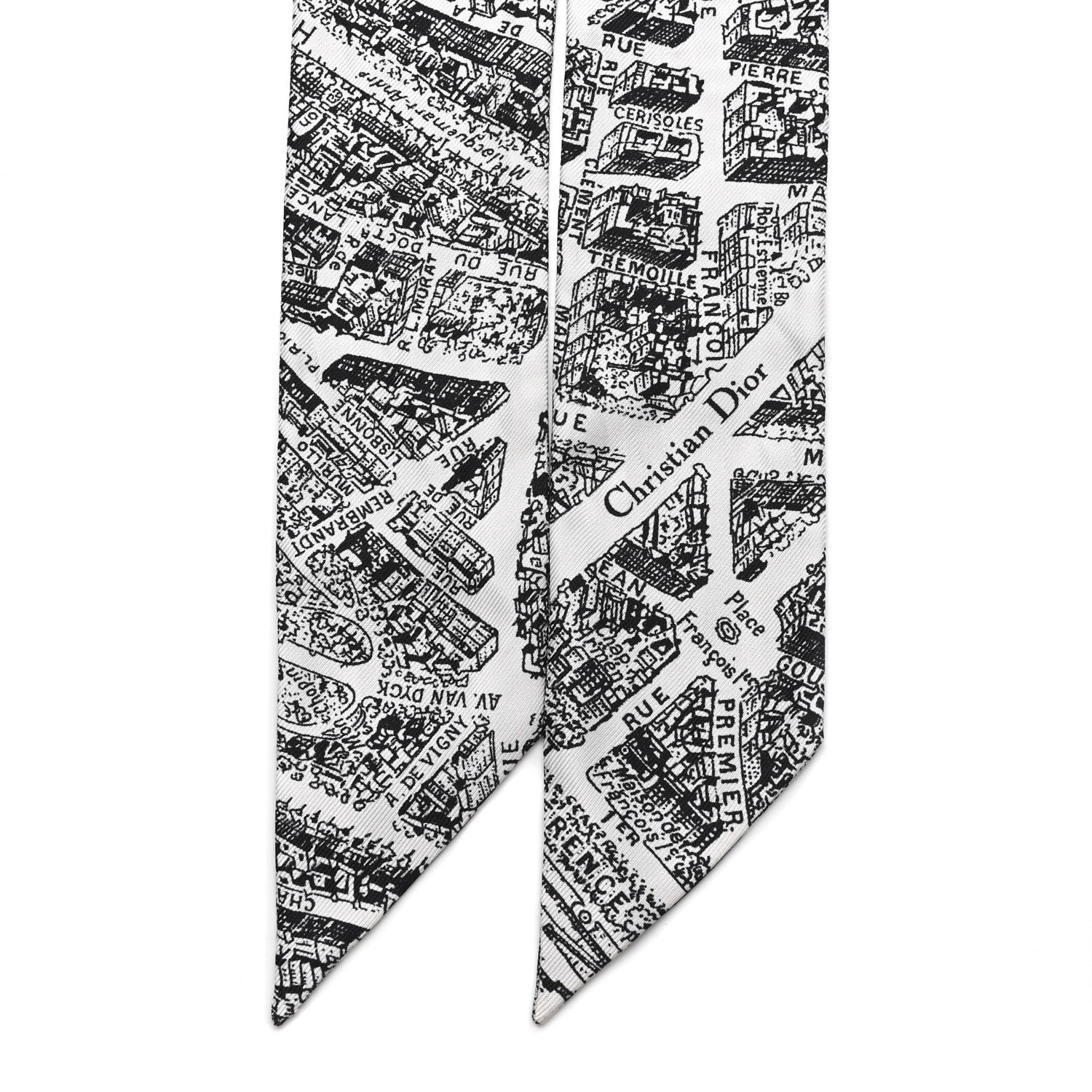 Christian Dior Silk Plan De Paris Mitzah Scarf White Black 2 of 3
