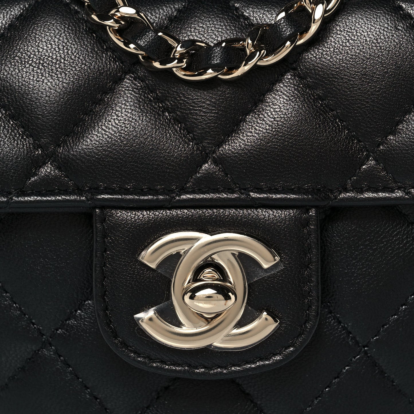 Lambskin Quilted CC In Love Heart Clutch With Chain Black