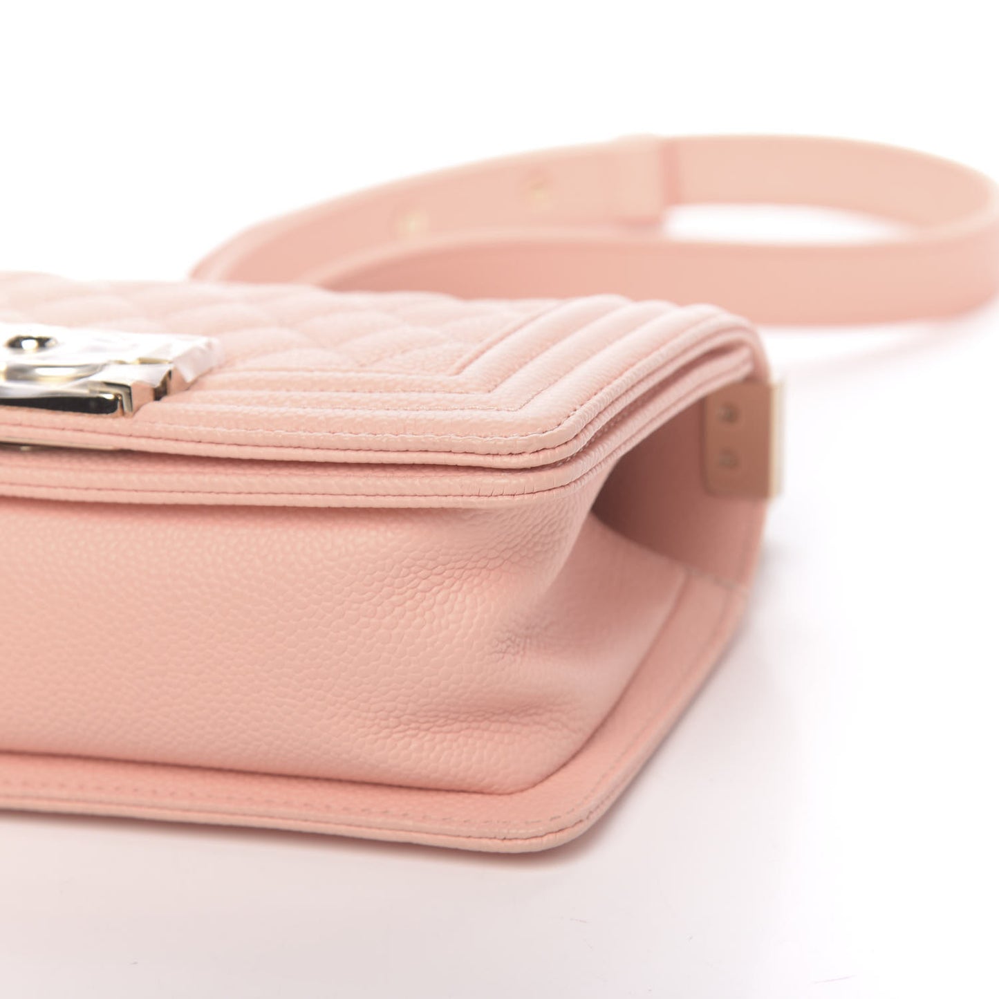 Caviar Quilted Small Boy Flap Light Pink