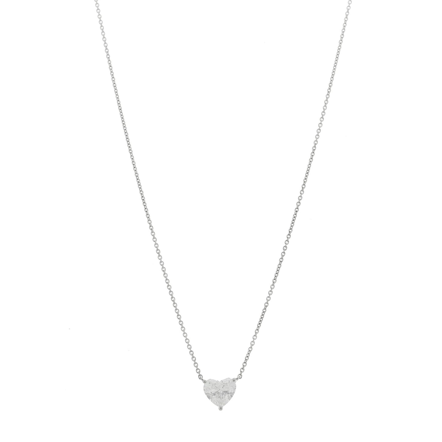 Platinum Diamond 1.71ct Heart Shape Solitaire Pendant Necklace