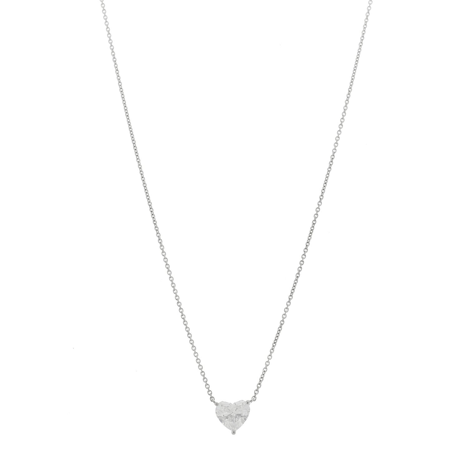 Graff Platinum Diamond 1.71ct Heart Shape Solitaire Pendant Necklace 1 of 6