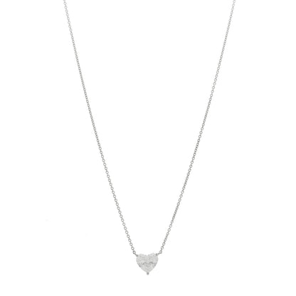 Graff Platinum Diamond 1.71ct Heart Shape Solitaire Pendant Necklace 1 of 6
