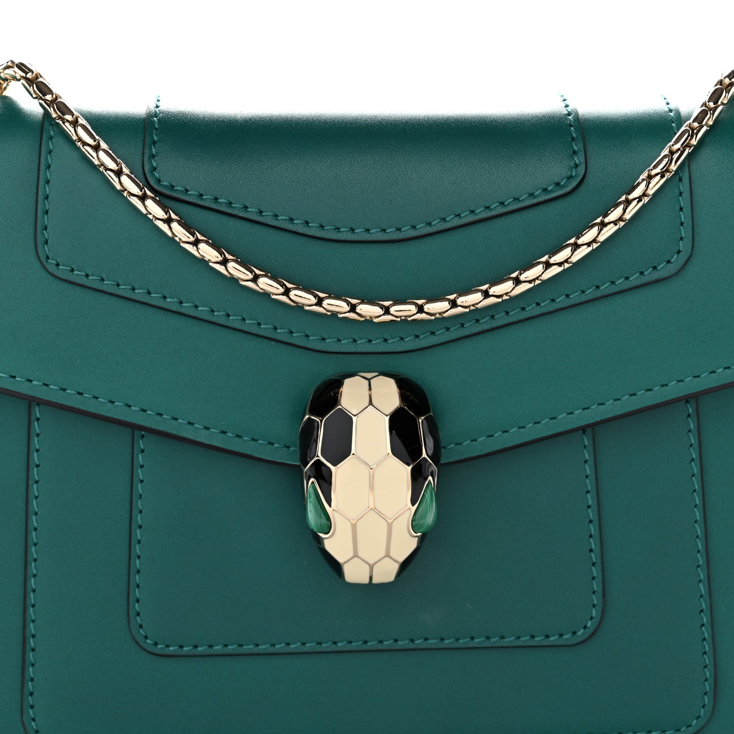 Bulgari Calfskin Small Serpenti Forever Snake Strap Crossbody Bag Emerald Green 8 of 10