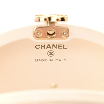 Chanel Lambskin Quilted Oval Minaudiere Chain Clutch White 6 of 12