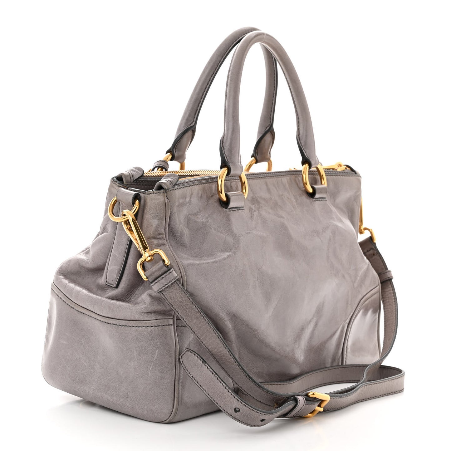 Vitello Shine Top Handle Satchel Peltro