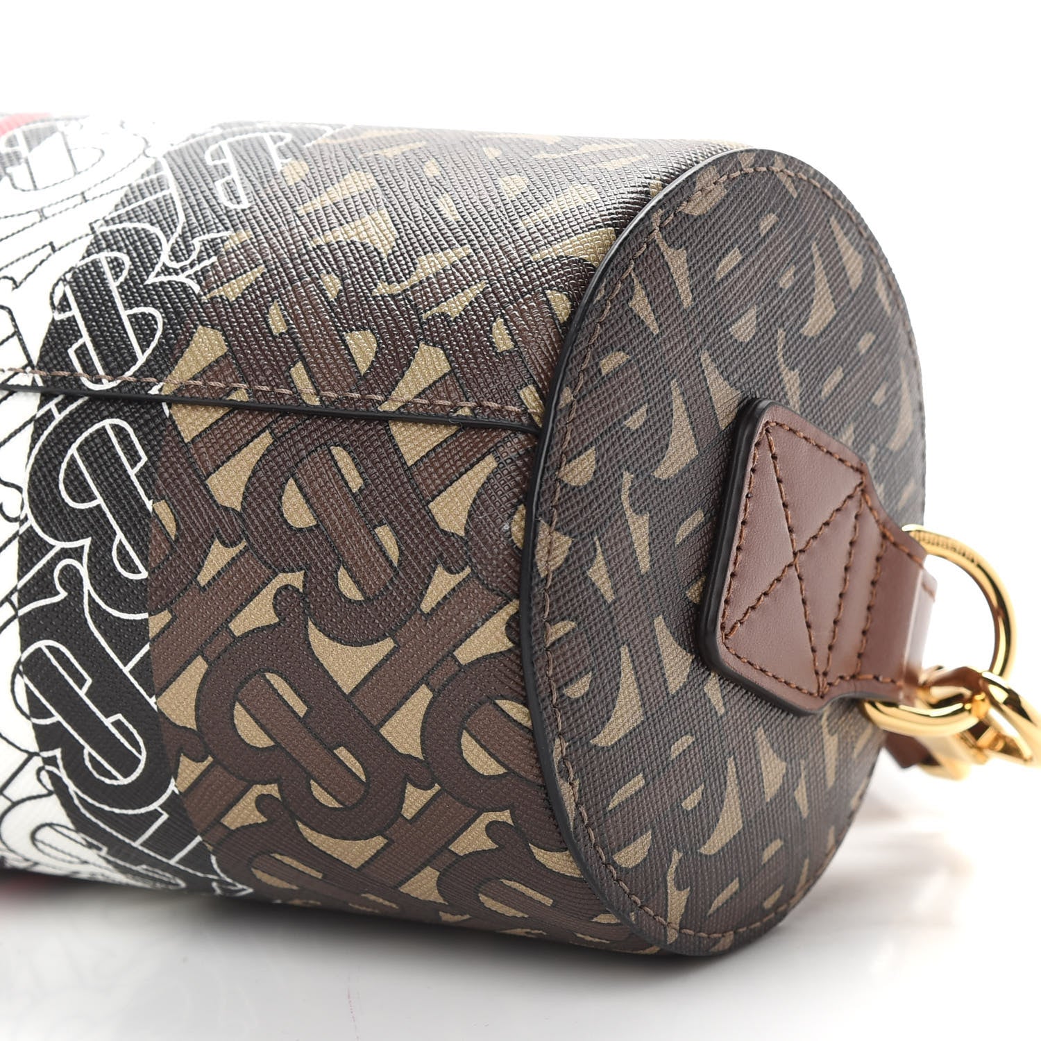 Burberry E-Canvas Monogram Stripe The Barrel Bag Bridle Brown 9 of 9