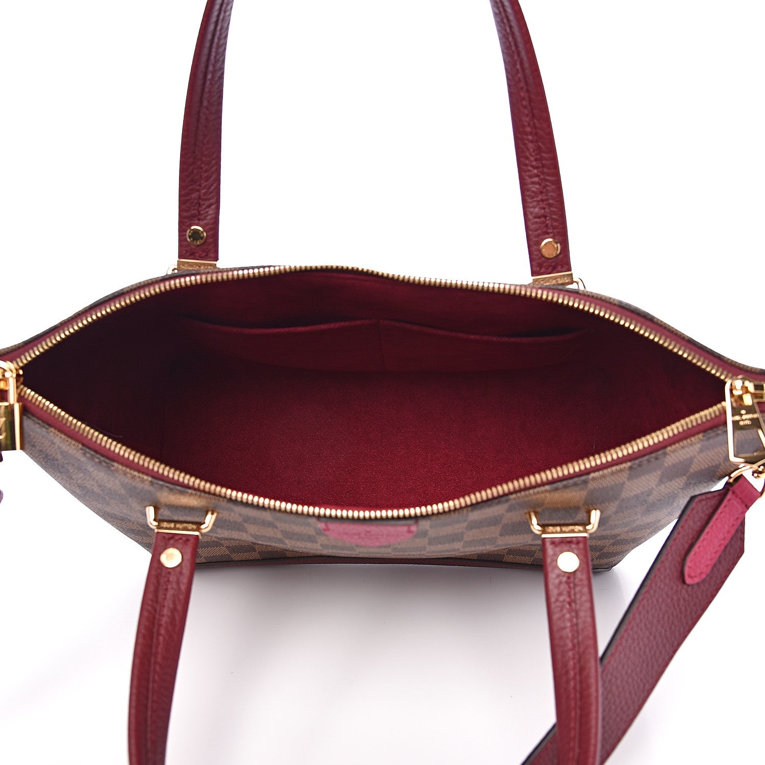Louis Vuitton Damier Ebene Cuir Taurillon Hyde Park Fuchsia 4 of 8