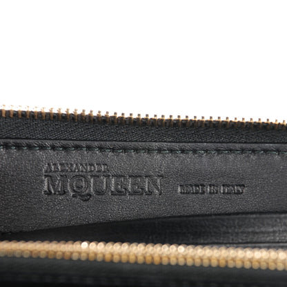Alexander McQueen Pebbled Calfskin Skull Continental Zip Wallet Black 7 of 8