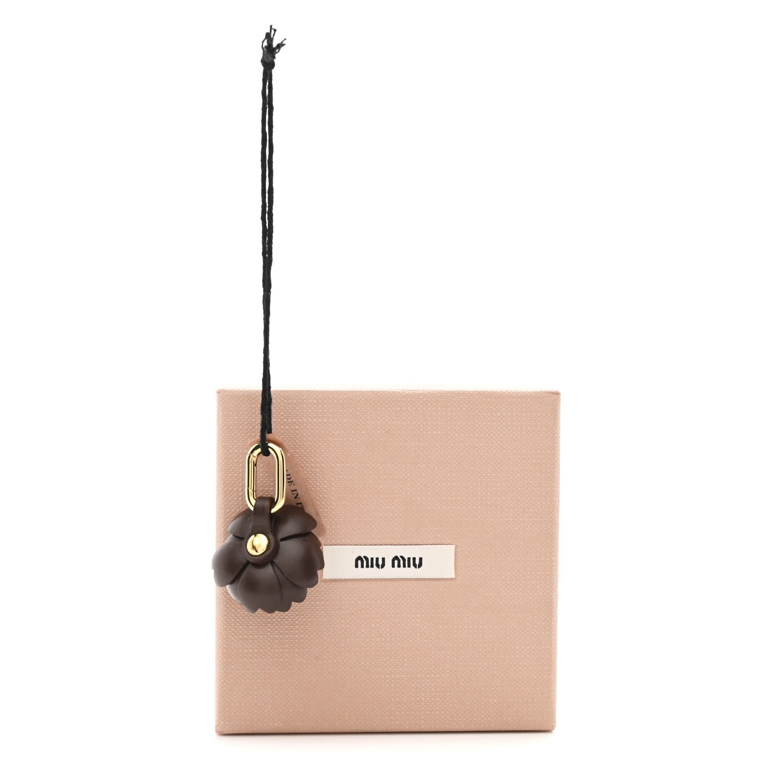 Miu Miu Calfskin Flower Bag Charm Beige Brown 5 of 5