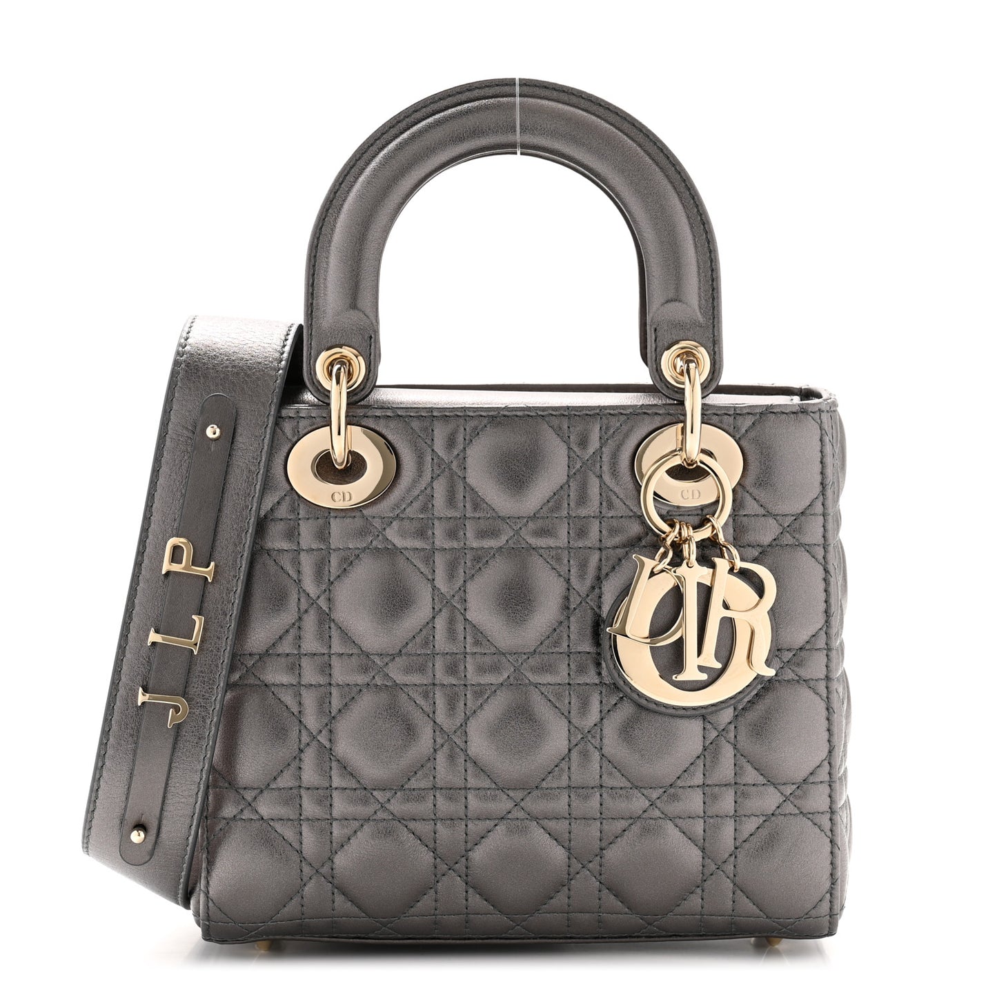 Metallic Grained Calfskin Cannage Small My ABC Lady Dior Gunmetal