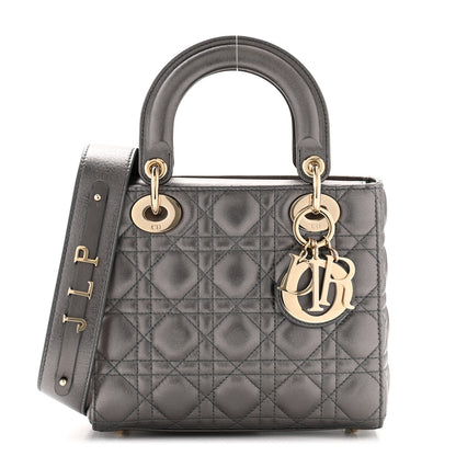 Christian Dior Metallic Grained Calfskin Cannage Small My ABC Lady Dior Gunmetal 1 of 10