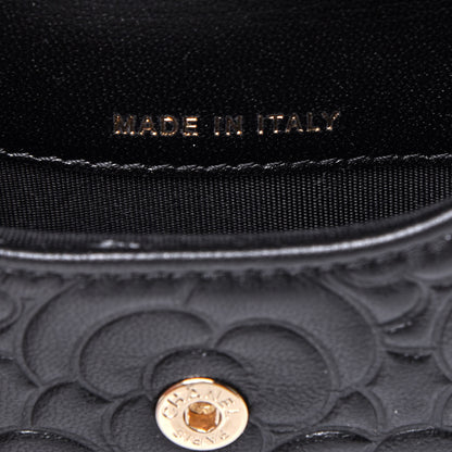 Chanel Lambskin Camellia Embossed Chain Belt Bag Black 7 of 14