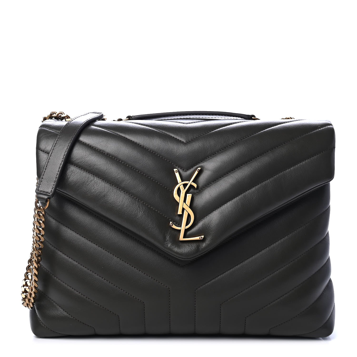Saint Laurent Calfskin Y Quilted Monogram Medium Loulou Chain Satchel Pebble 1 of 4