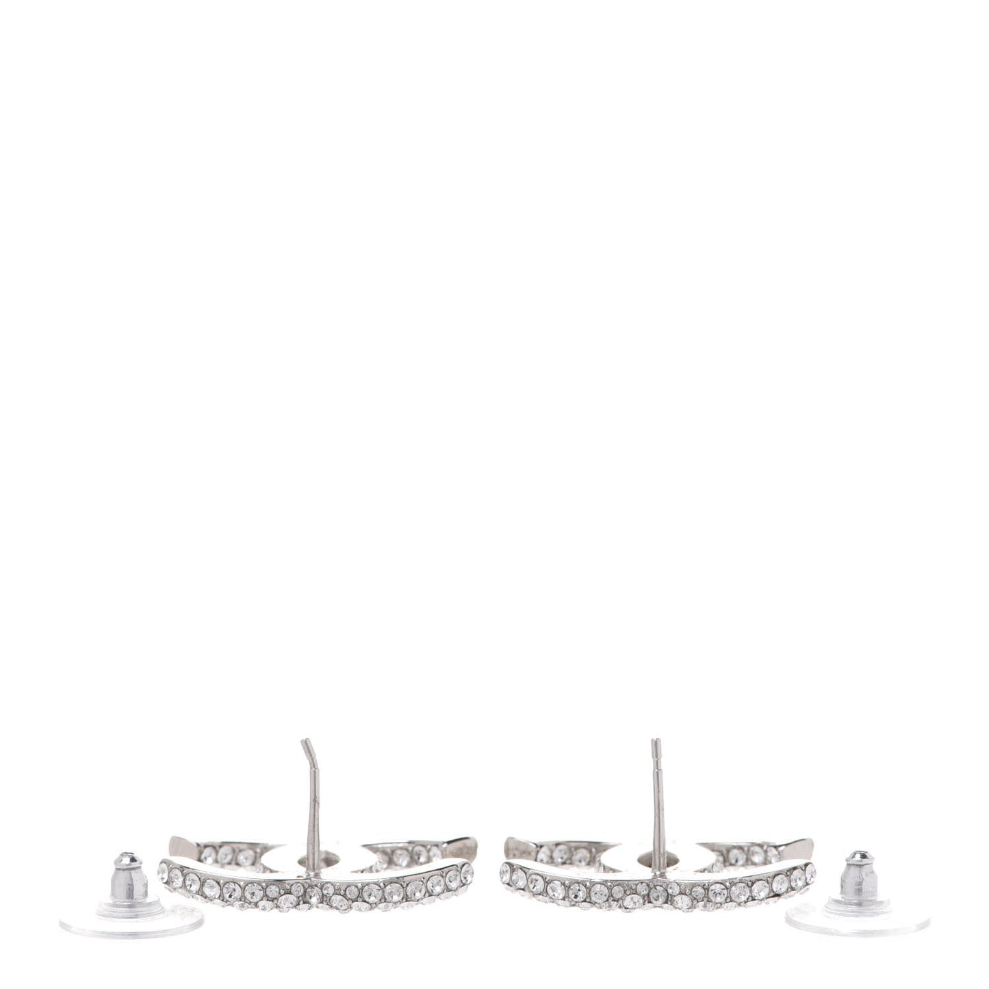 Crystal CC Treasure Chest Earrings Silver
