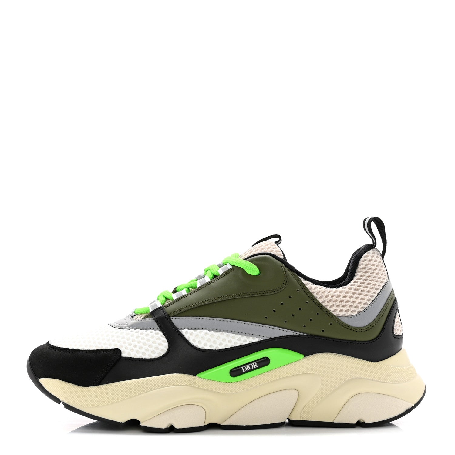 Christian Dior Technical Mesh Calfskin Mens B22 Sneakers 41 Olive Green Black Grey White 1 of 12