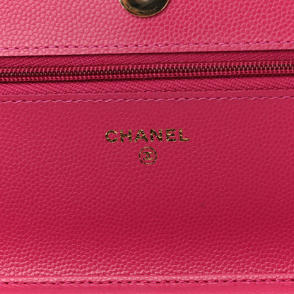 Chanel Caviar Quilted Wallet on Chain WOC Dark Pink 5 of 10