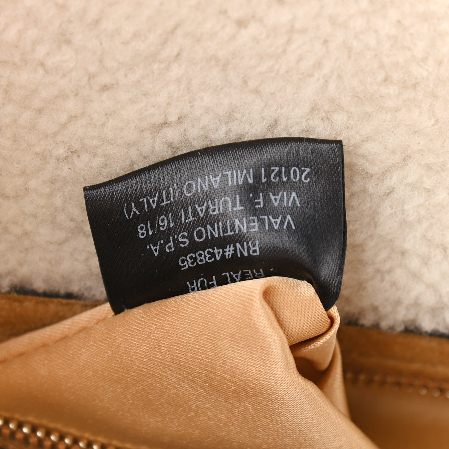 Valentino Garavani Shearling Medium Glam Lock Rockstud Flap Tan 7 of 10