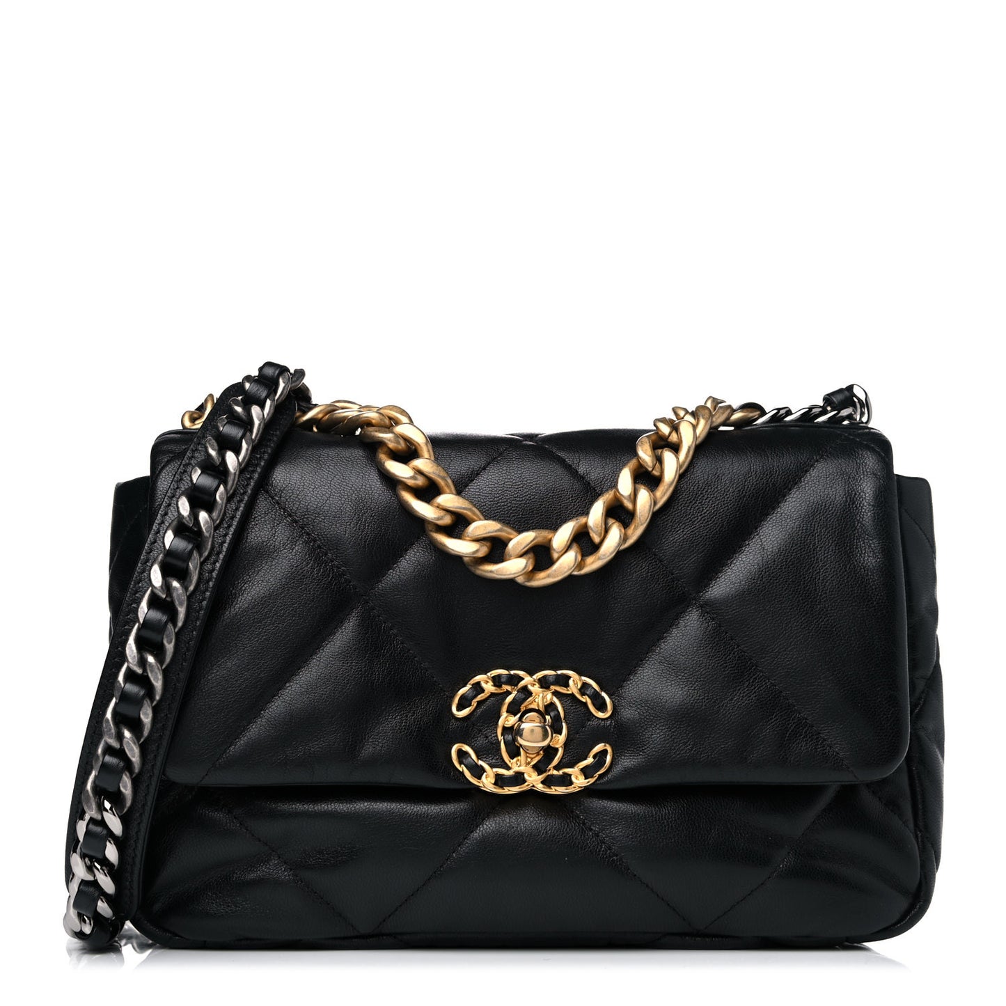 Goatskin Quilted Medium Chanel 19 Flap Black