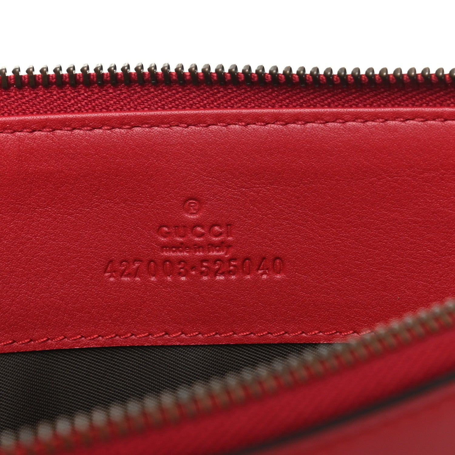 Gucci Calfskin Studded Animalier Zip Pouch Red 5 of 6