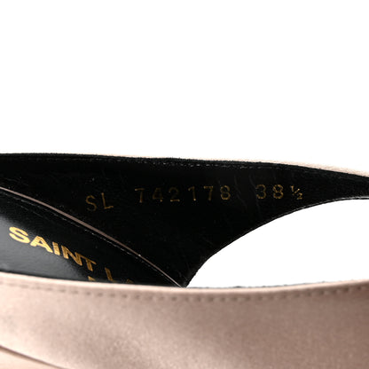 Saint Laurent Crepe Satin Dive 110 Mule Sandals 38.5 38.5 Genuine Nude 9 of 10