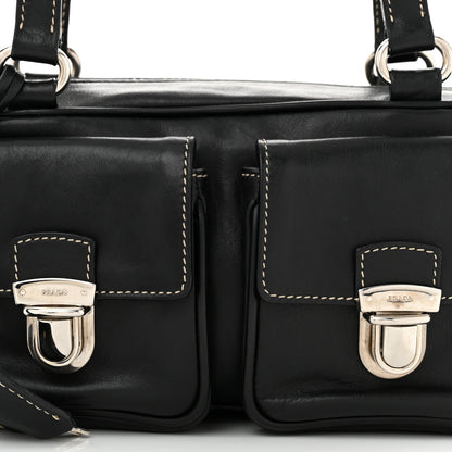 Prada Vitello Heavy Push Lock Pocket Shoulder Bag Black 7 of 9