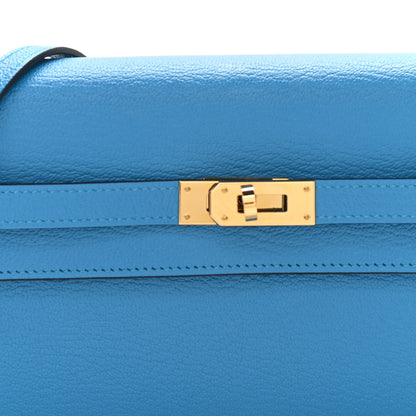 Hermes Chevre Mysore Kelly Wallet To Go Bleu Zanzibar 7 of 10