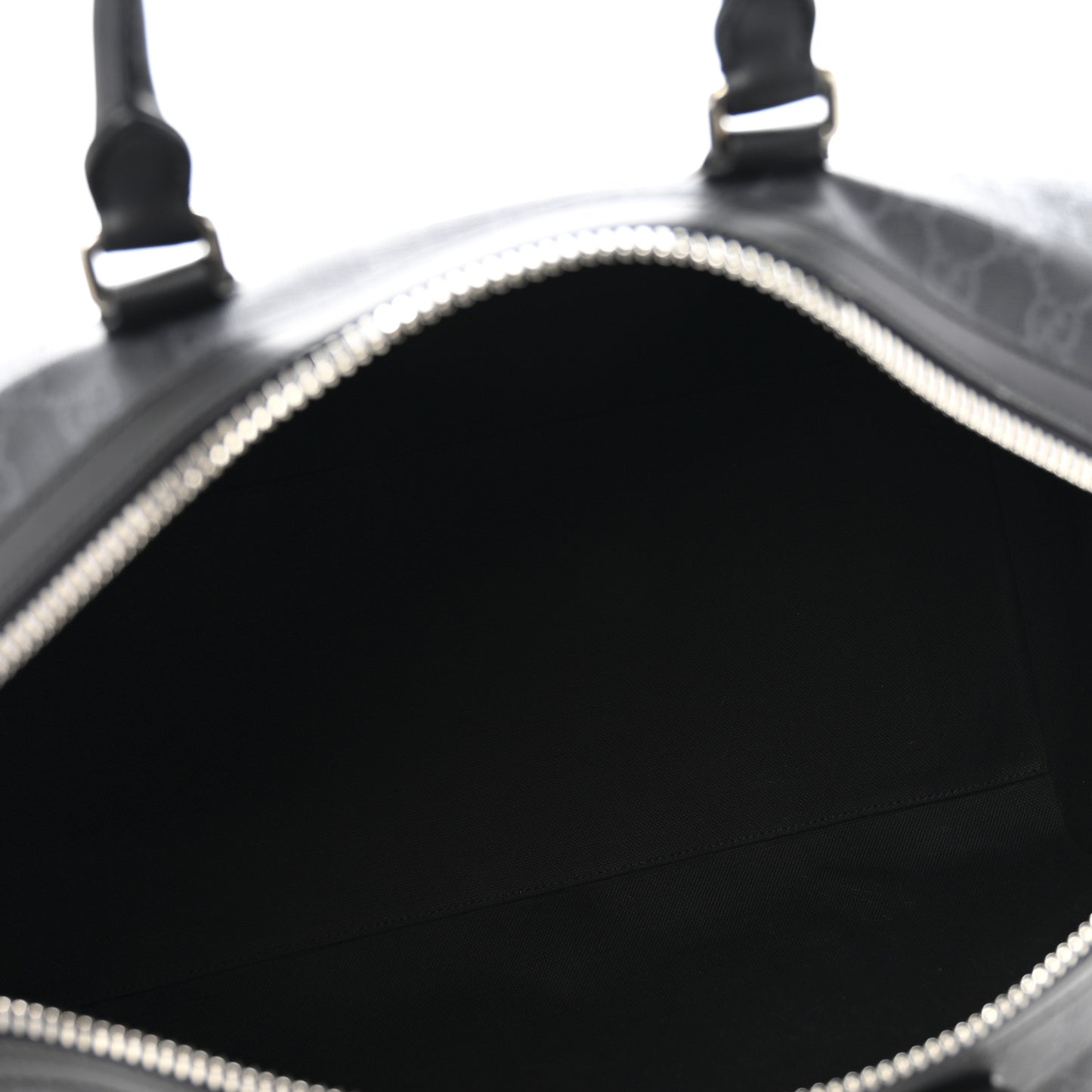 Soft GG Supreme Monogram Appia Calfskin Web Medium Carry On Duffle Bag Black Grey