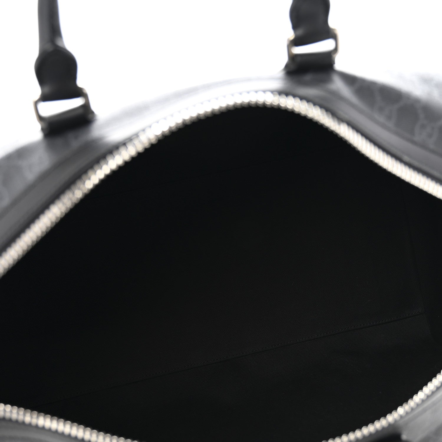 Gucci Soft GG Supreme Monogram Appia Calfskin Web Medium Carry On Duffle Bag Black Grey 4 of 14