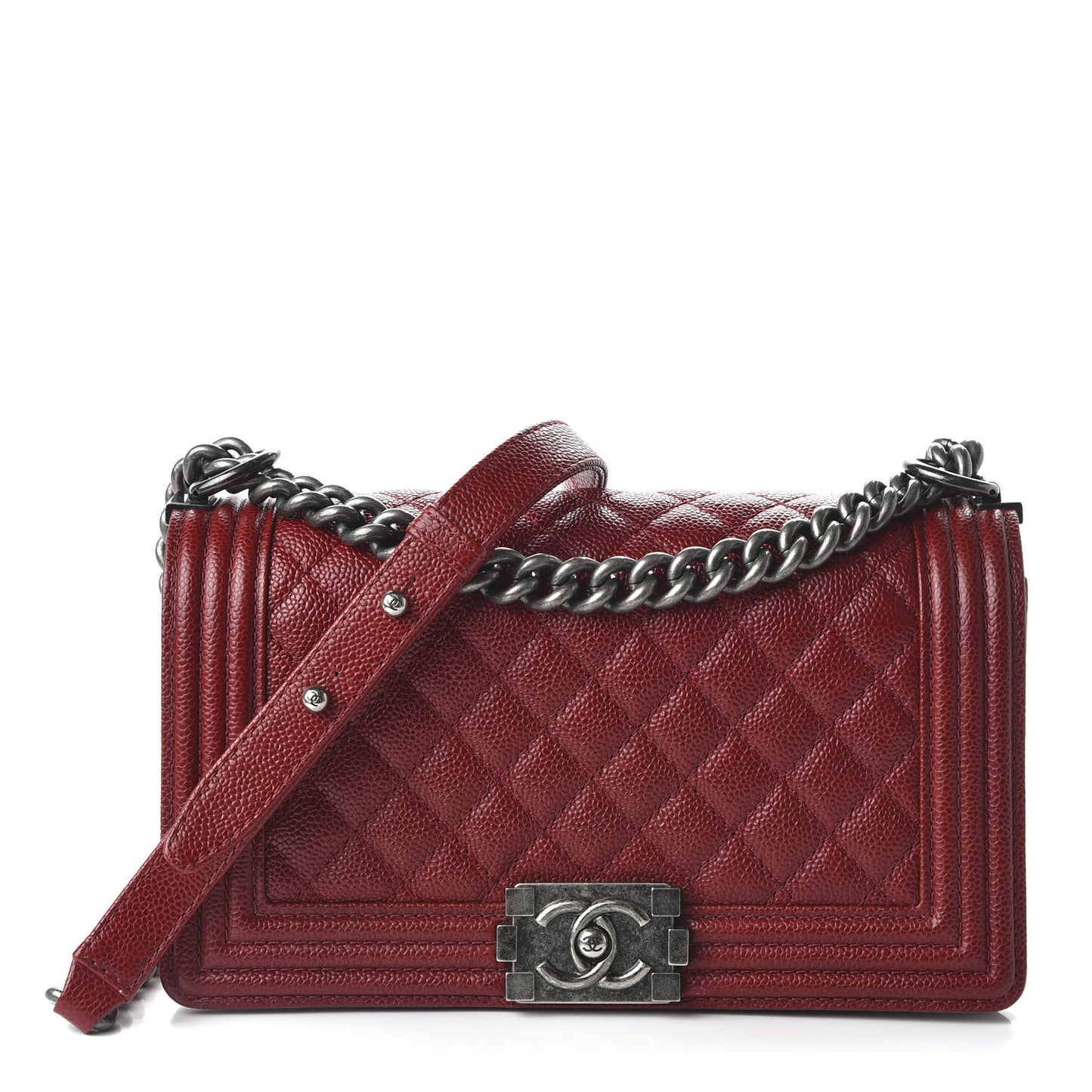 Caviar Quilted Medium Boy Flap Red