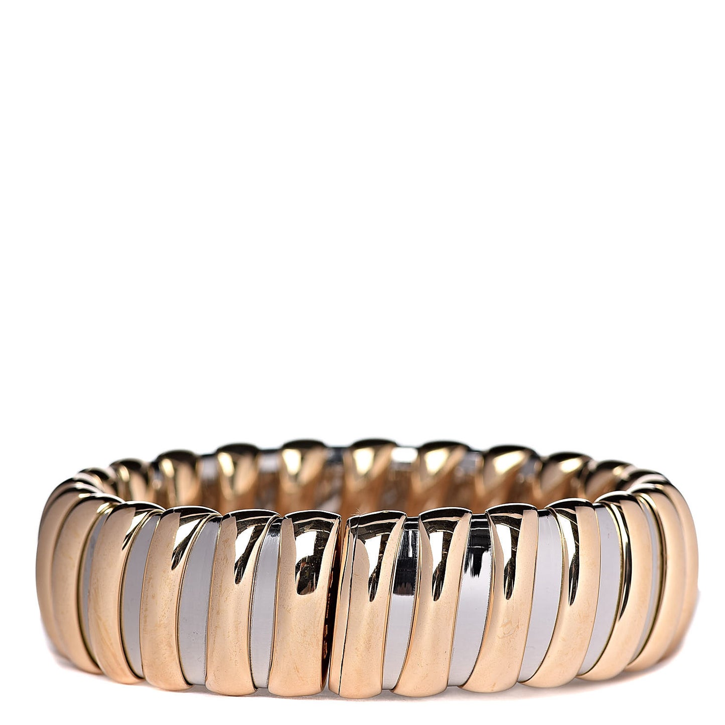 Stainless Steel 18K Yellow Gold Wide Tubogas Bracelet