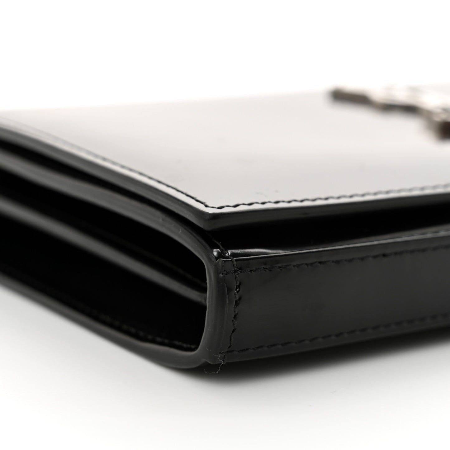 Glazed Calfskin Cassandre Wallet On Chain WOC Black