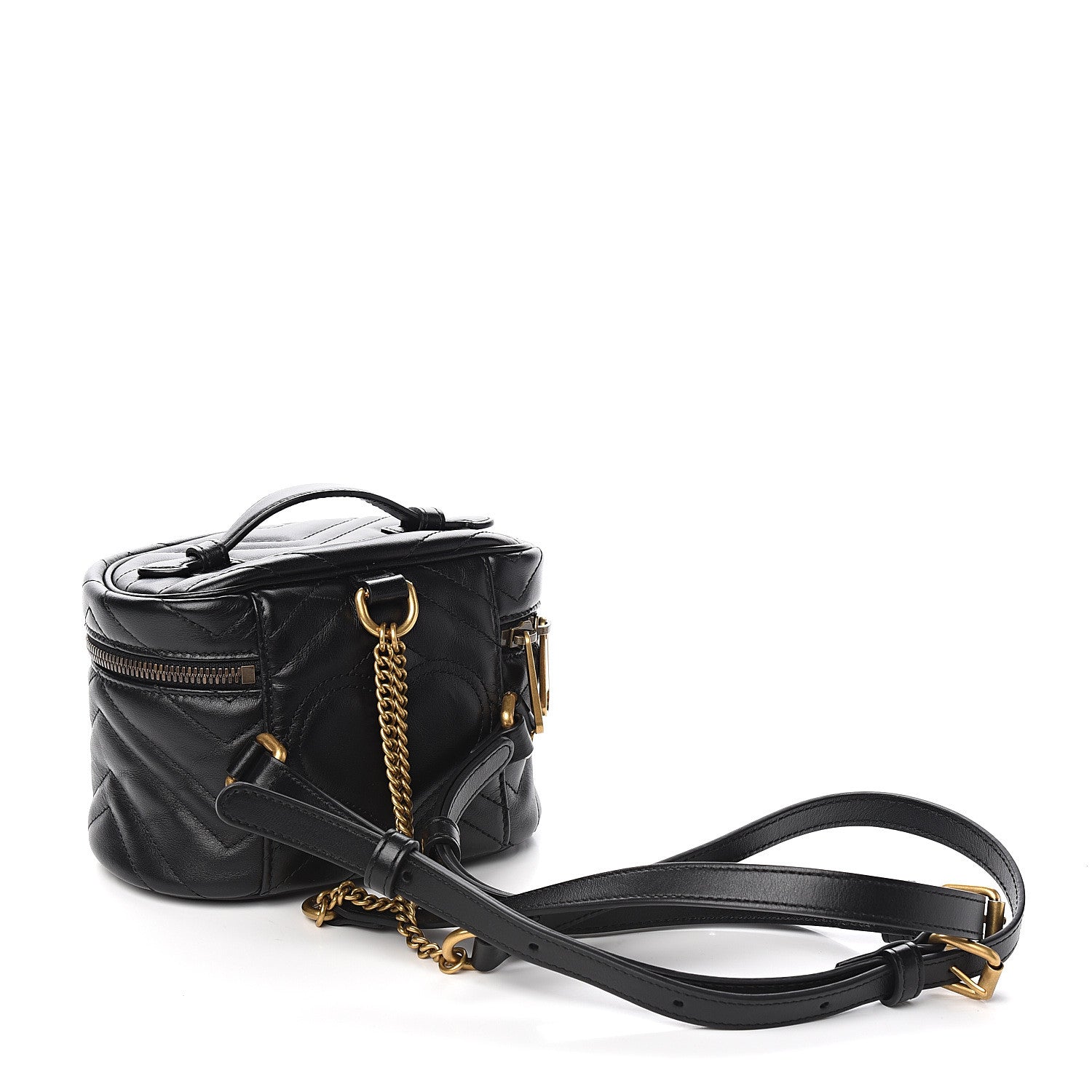 Gucci Calfskin Matelasse Mini GG Marmont Round Backpack Black 2 of 9