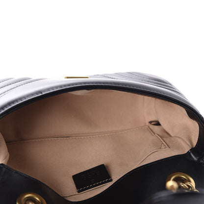 Gucci Calfskin Matelasse Mini GG Marmont Shoulder Bag Black 5 of 10