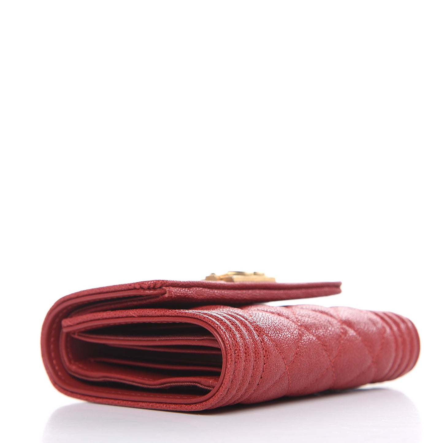 Caviar Quilted Compact Boy Wallet Red