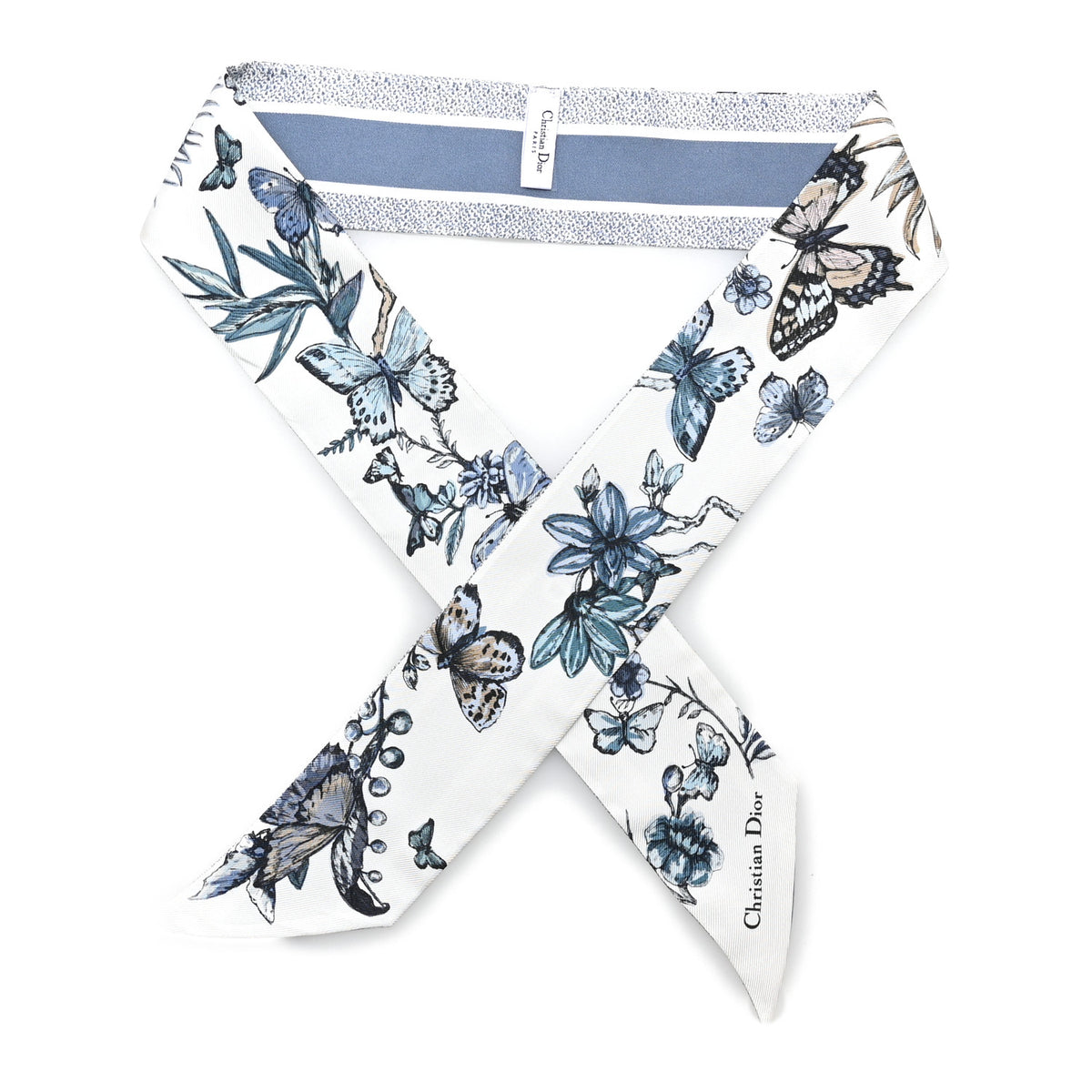 Christian Dior Silk Butterflies Mitzah Scarf Blue 1 of 3