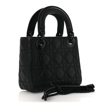 Christian Dior Ultra Matte Calfskin Cannage Mini Lady Dior Black 3 of 14