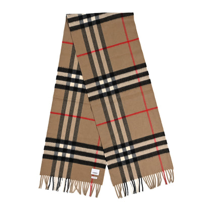 Burberry Cashmere Giant Check Fringe Scarf Camel 2 of 4