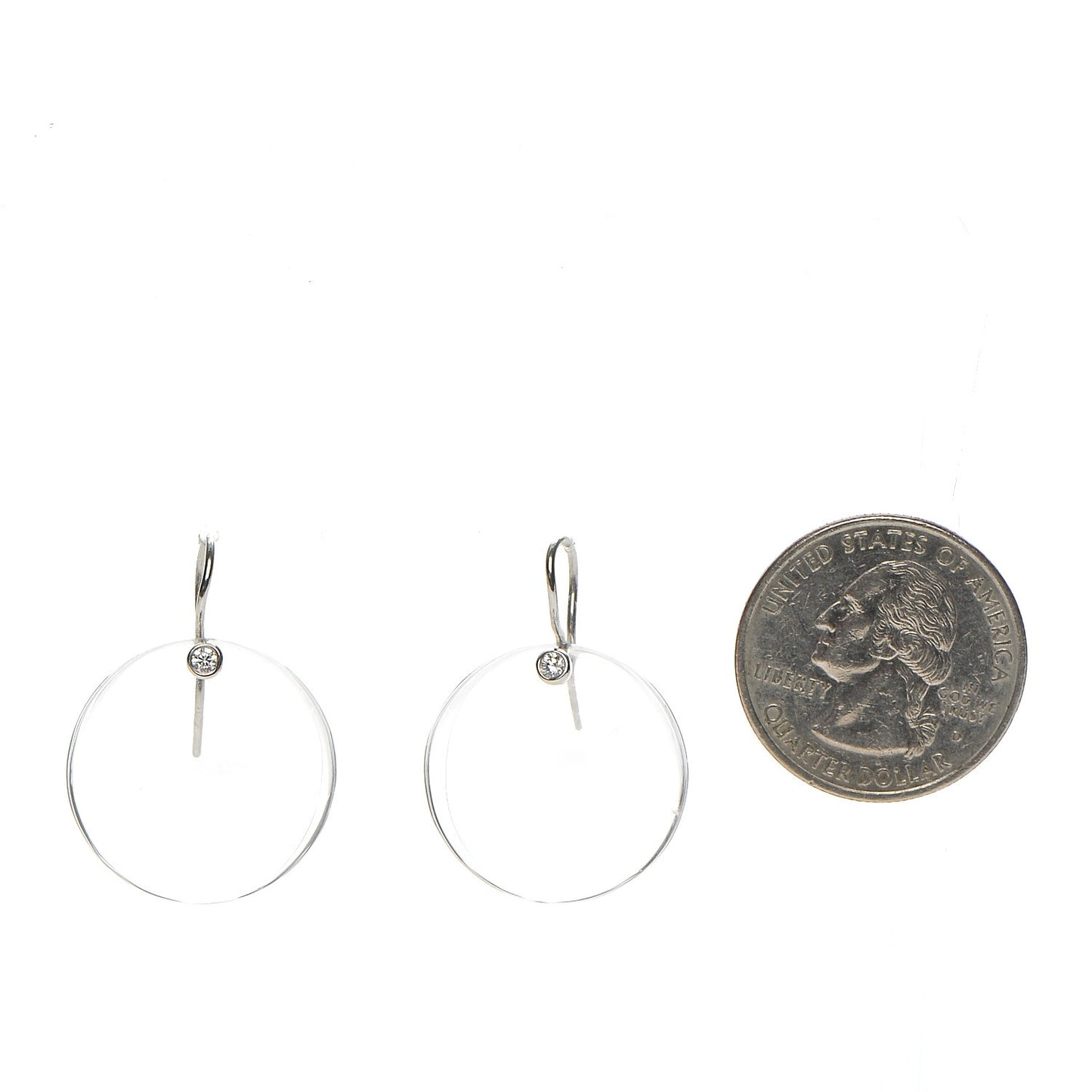 Platinum Diamond Elsa Peretti Rock Crystal Disc Earrings