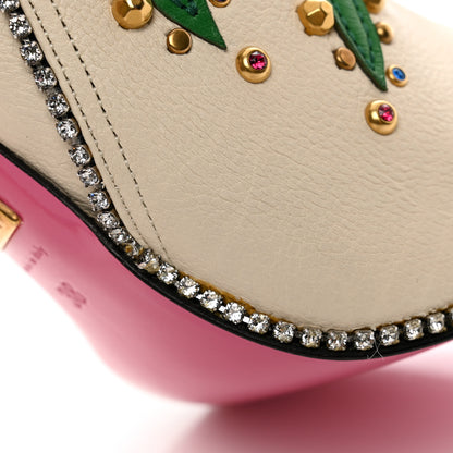 Gucci Calfskin Floral Crystal Embroidered Fosca Boots 38 Mystic White 9 of 10