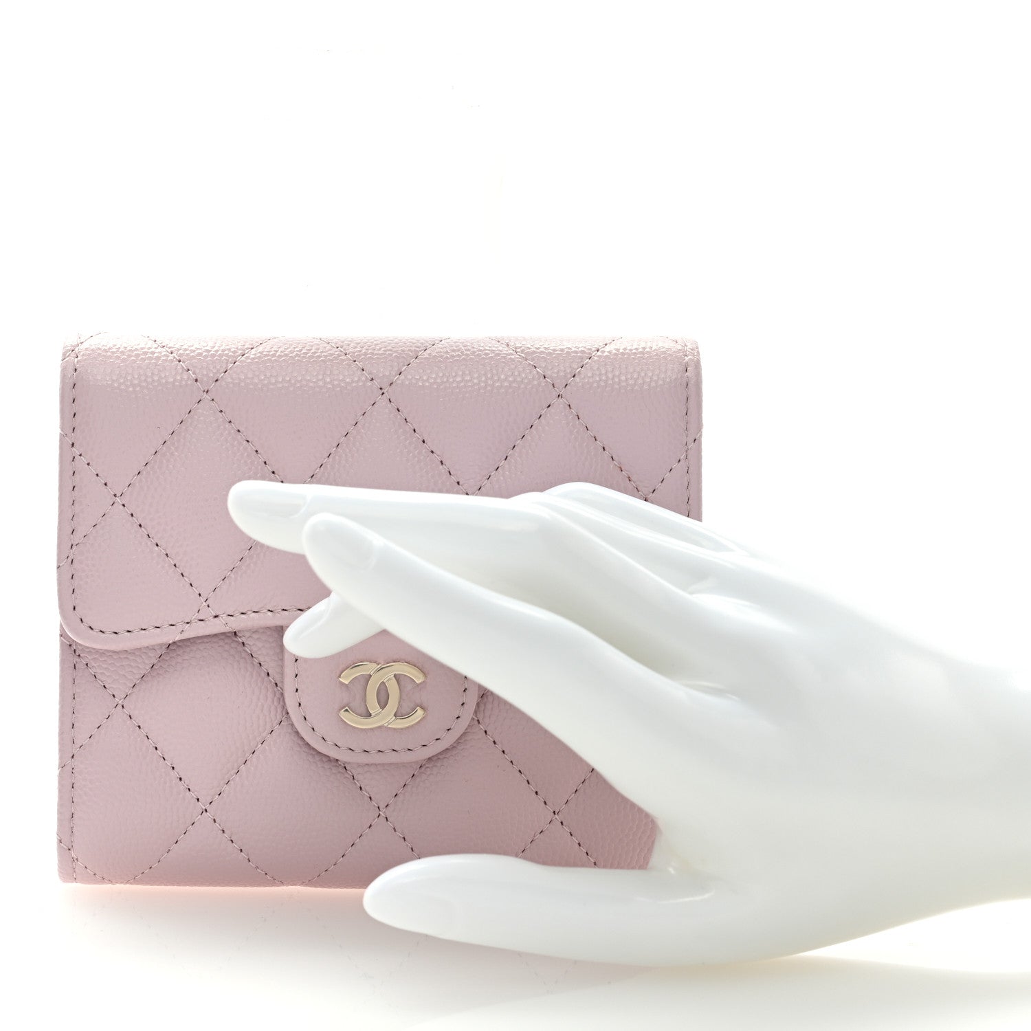 Chanel Caviar Quilted Compact Flap Wallet Light Pink 2 of 7