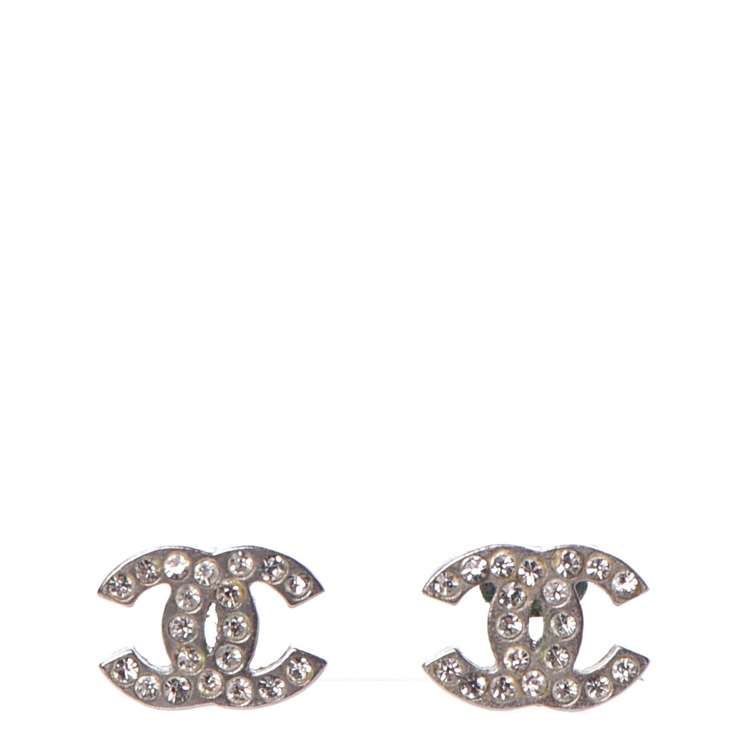Chanel Crystal CC Earrings Silver 1 of 5