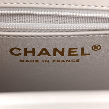 Chanel Shiny Aged Calfskin Quilted Nano Kelly Shopper Light Grey 6 of 11