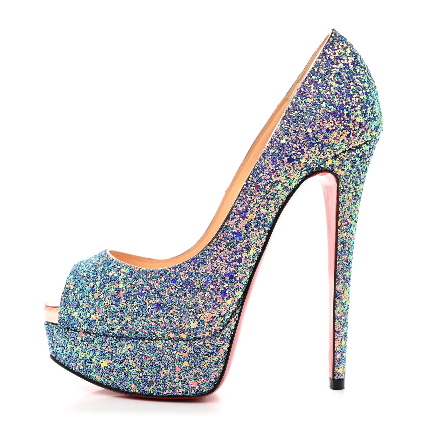Christian Louboutin Glitter Dragonfly Lady Peep 150 Pumps 35.5 Etincelle Copper 1 of 8