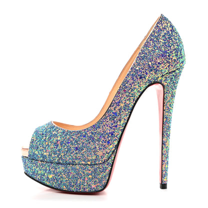 Christian Louboutin Glitter Dragonfly Lady Peep 150 Pumps 35.5 Etincelle Copper 1 of 8