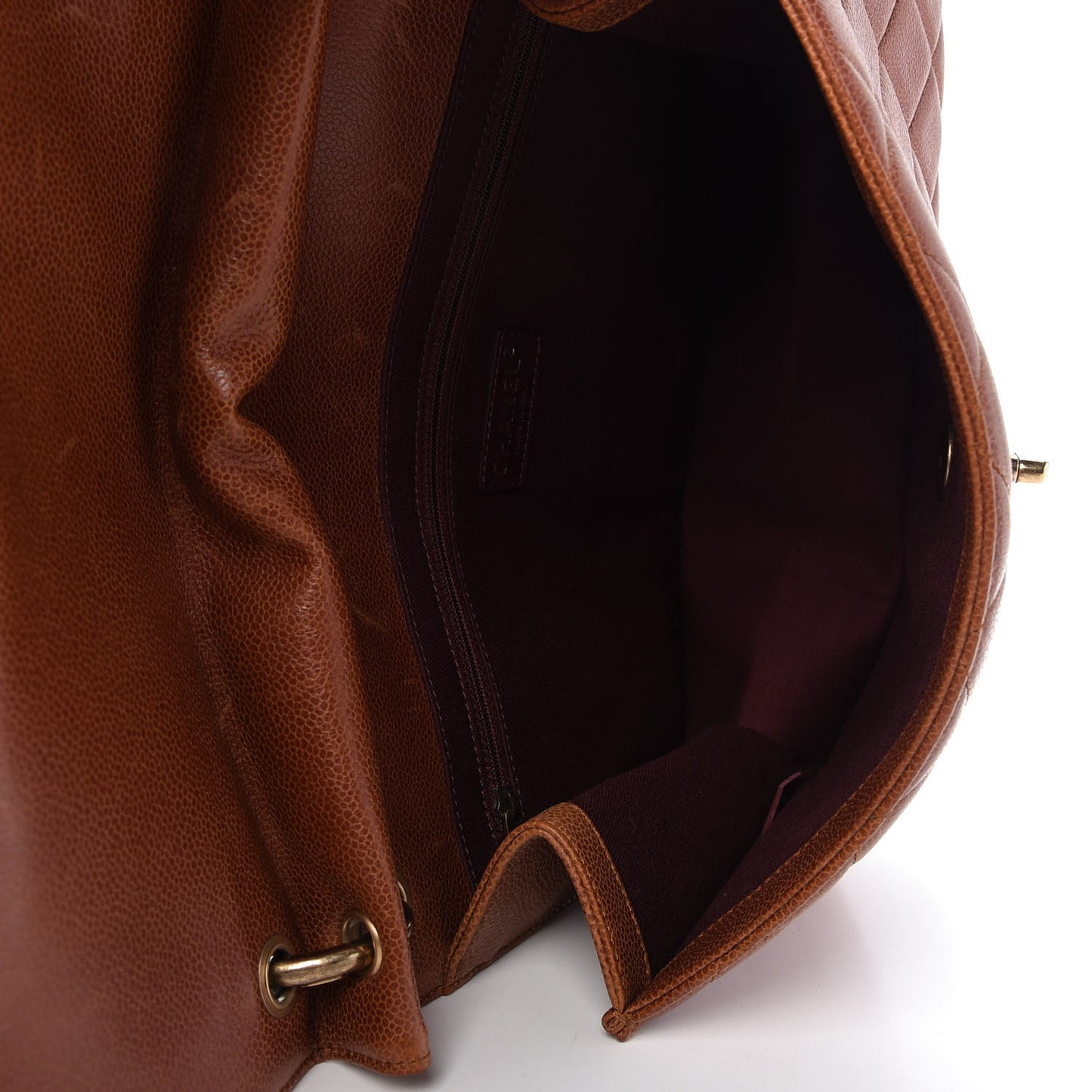 Caviar Quilted Large Retro Class Flap Brown