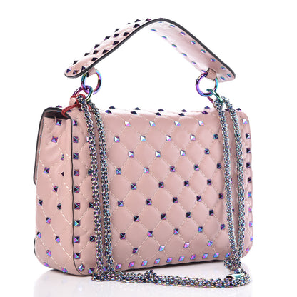 Valentino Garavani Lambskin Oil Slick Medium Rockstud Spike Shoulder Bag Poudre 3 of 8